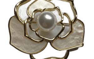 White & Gold Flower Brooch