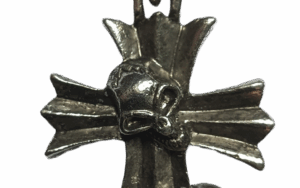 Silver Cross with Skull Necklace