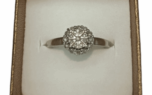 Small White Cluster Ring on a Silver colour Band