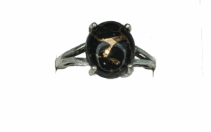 Dark Brown Oval ring with Gold inset on a Silver Band