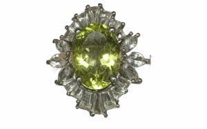 Light Yellow Stone Cluster Ring on Silver Colour Band