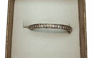 Narrow Pink Stone rinf on a Silver Band