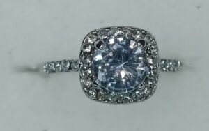 Light Blue Stone on Diamond Effect Ring