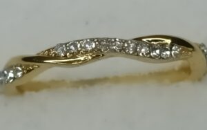Gold Colour Band Ring with Small Diamond Effect