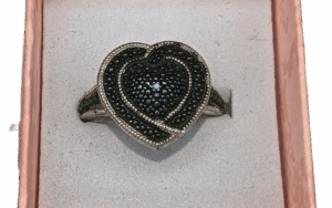 Dark Brown Heart Shaped Ring on a Silver Band