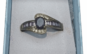Light Purple Stone Ring on Silver Band also with purple Stones