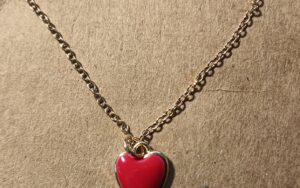 Red Heart Necklace on Gold Chain